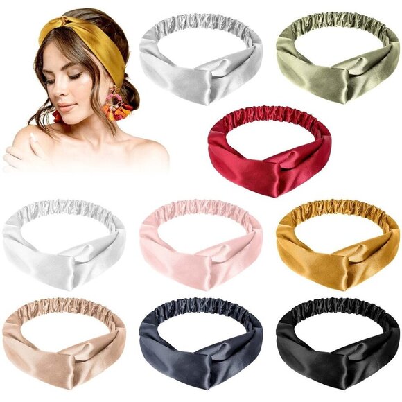 Elastic Hair Wraps Satin Headbands 9 Colors Face Wash Makeup Women Girls